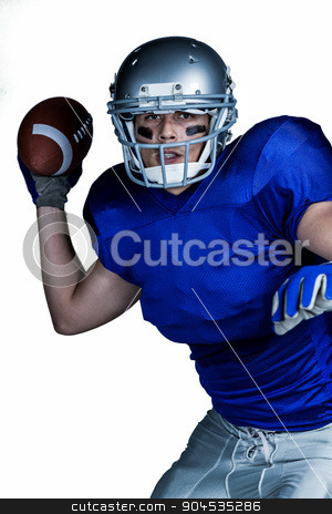 To use this stock image in your creative project, please select the size you need over to the right and click the "Add to Cart" button.
Your downloaded image will come with the Cutcaster watermark removed so don’t worry about the watermark you see on this page. American football player in uniform throwing ball stock photo, Portrait of American football player in uniform throwing ball against white background by Wavebreak Media