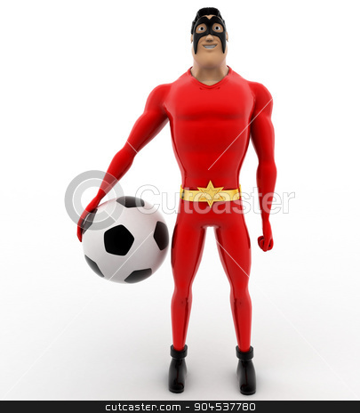 To use this stock image in your creative project, please select the size you need over to the right and click the "Add to Cart" button.
Your downloaded image will come with the Cutcaster watermark removed so don’t worry about the watermark you see on this page. 3d superhero with soccer ball in hand concept stock photo, 3d superhero with soccer ball in hand concept on white background, front angle view by 3dlabs