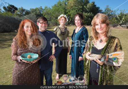 To use this stock image in your creative project, please select the size you need over to the right and click the "Add to Cart" button.
Your downloaded image will come with the Cutcaster watermark removed so don’t worry about the watermark you see on this page. Five People with Smudge Stick stock photo, Five smiling Wicca practitioners standing outdoors with smudge stick by Scott Griessel