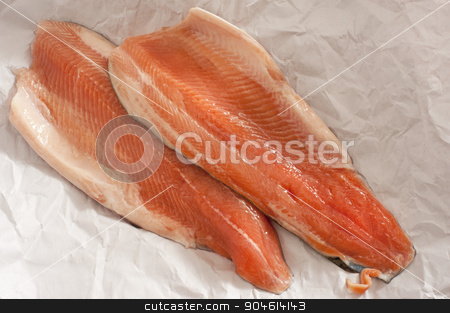 To use this stock image in your creative project, please select the size you need over to the right and click the "Add to Cart" button.
Your downloaded image will come with the Cutcaster watermark removed so don’t worry about the watermark you see on this page. Two fresh raw trout fillets stock photo, Two fresh raw trout fillets laid out on crumpled white paper ready to be cooked for a gourmet seafood meal by Stephen Gibson