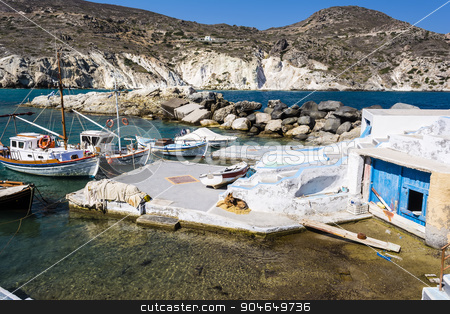 To use this stock image in your creative project, please select the size you need over to the right and click the "Add to Cart" button.
Your downloaded image will come with the Cutcaster watermark removed so don’t worry about the watermark you see on this page. Mandrakia traditional Greek village stock photo, Mandrakia traditional Greek village with sirmate - fish boats and a dog at Milos island, Greece. by ANTONIOS KARVELAS