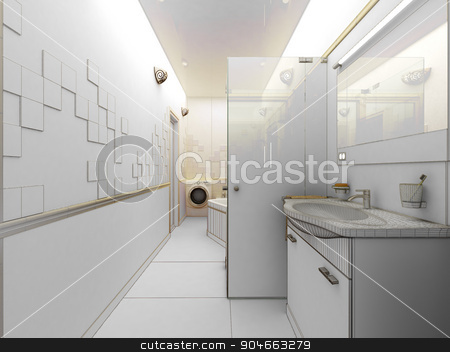 To use this stock image in your creative project, please select the size you need over to the right and click the "Add to Cart" button.
Your downloaded image will come with the Cutcaster watermark removed so don’t worry about the watermark you see on this page. 3D rendering of a modern bathroom interior design stock photo, 3d clay render of a modern bathroom interior design, 3D rendering by Vassiliy Kochetkov