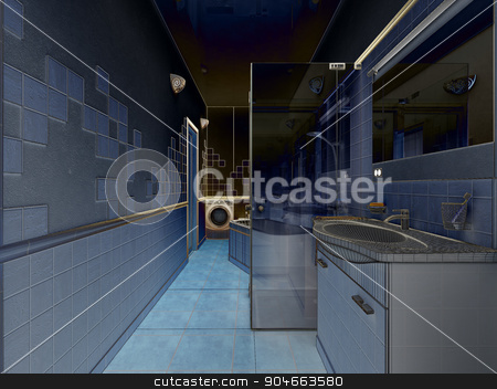 To use this stock image in your creative project, please select the size you need over to the right and click the "Add to Cart" button.
Your downloaded image will come with the Cutcaster watermark removed so don’t worry about the watermark you see on this page. 3D rendering of a modern bathroom interior design stock photo, 3d clay render of a modern bathroom interior design, 3D rendering by Vassiliy Kochetkov
