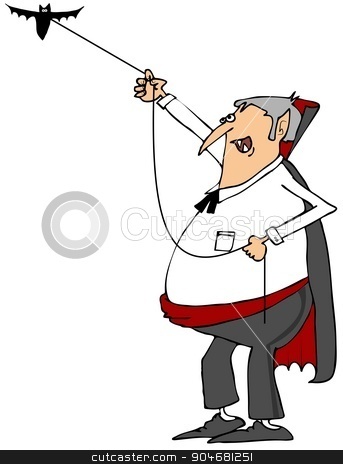 To use this stock image in your creative project, please select the size you need over to the right and click the "Add to Cart" button.
Your downloaded image will come with the Cutcaster watermark removed so don’t worry about the watermark you see on this page. Vampire walking his bat stock photo, Illustration depicting a vampire out walking his bat on a leash. by Dennis Cox