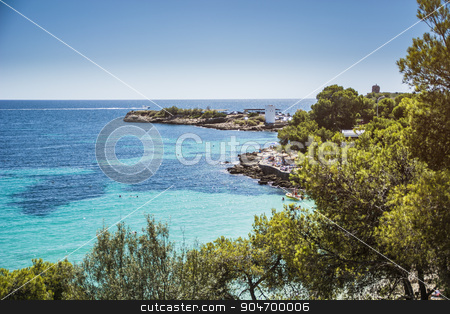 To use this stock image in your creative project, please select the size you need over to the right and click the "Add to Cart" button.
Your downloaded image will come with the Cutcaster watermark removed so don’t worry about the watermark you see on this page. Isolated Beach and Rocky Coast, Ibiza, Spain stock photo, Overview of Isolated Deserted Sand Beach Along Rocky Cliff Lined Coast with Turquoise Waters on Coast of Ibiza, Spain on Sunny Day with Yachts in Distance by Stefano Cavoretto