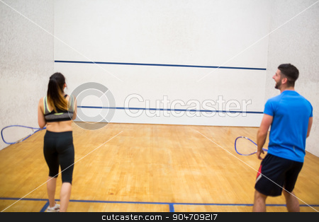 To use this stock image in your creative project, please select the size you need over to the right and click the "Add to Cart" button.
Your downloaded image will come with the Cutcaster watermark removed so don’t worry about the watermark you see on this page. Couple play some squash together stock photo, Couple play some squash together in the squash court by Wavebreak Media