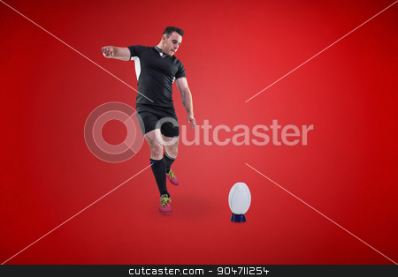 To use this stock image in your creative project, please select the size you need over to the right and click the "Add to Cart" button.
Your downloaded image will come with the Cutcaster watermark removed so don’t worry about the watermark you see on this page. Composite image of rugby player kicking the ball stock photo, Rugby player kicking the ball against red background by Wavebreak Media
