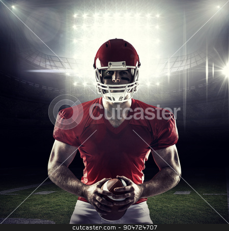 To use this stock image in your creative project, please select the size you need over to the right and click the "Add to Cart" button.
Your downloaded image will come with the Cutcaster watermark removed so don’t worry about the watermark you see on this page. Composite image of american football player holding ball stock photo, American football player holding ball against american football arena by Wavebreak Media