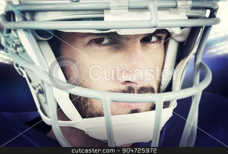 To use this stock image in your creative project, please select the size you need over to the right and click the "Add to Cart" button.
Your downloaded image will come with the Cutcaster watermark removed so don’t worry about the watermark you see on this page. Composite image of close-up portrait of stern american football stock photo, Close-up portrait of stern American football player against american football arena by Wavebreak Media
