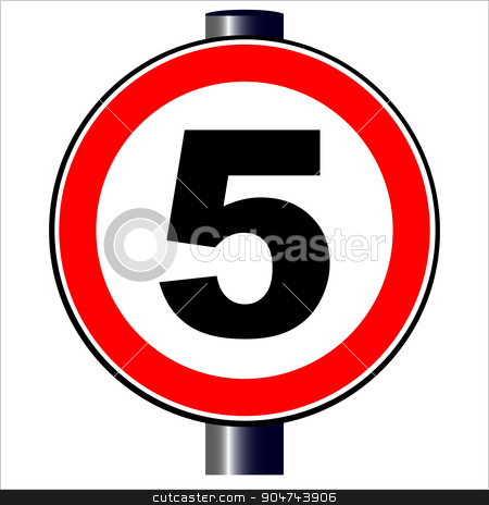 To use this stock image in your creative project, please select the size you need over to the right and click the "Add to Cart" button.
Your downloaded image will come with the Cutcaster watermark removed so don’t worry about the watermark you see on this page. 5 mph Sign stock vector clipart, A large round red traffic sign displaying 5 over white by Kotto