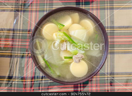 To use this stock image in your creative project, please select the size you need over to the right and click the "Add to Cart" button.
Your downloaded image will come with the Cutcaster watermark removed so don’t worry about the watermark you see on this page. tofu Clear Soup stock photo, Thai food, Clear Soup with Vegetables and pork. by aoo3771