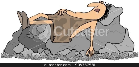 To use this stock image in your creative project, please select the size you need over to the right and click the "Add to Cart" button.
Your downloaded image will come with the Cutcaster watermark removed so don’t worry about the watermark you see on this page. Caveman sleeping on some rocks stock photo, Illustration depicting a caveman asleep on a pile of boulders. by Dennis Cox
