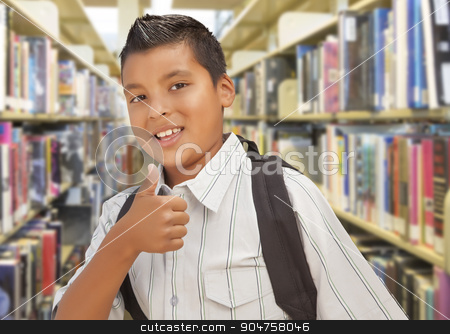 To use this stock image in your creative project, please select the size you need over to the right and click the "Add to Cart" button.
Your downloaded image will come with the Cutcaster watermark removed so don’t worry about the watermark you see on this page. Hispanic Student Boy with Thumbs Up in the Library stock photo, Handsome Hispanic Student Boy with Back Pack and Thumbs Up in the Library. by Andy Dean