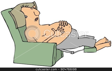 To use this stock image in your creative project, please select the size you need over to the right and click the "Add to Cart" button.
Your downloaded image will come with the Cutcaster watermark removed so don’t worry about the watermark you see on this page. Shirtless man asleep in a chair stock photo, Illustration depicting a shirtless man asleep in a recliner chair. by Dennis Cox