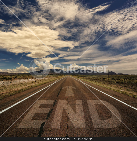 To use this stock image in your creative project, please select the size you need over to the right and click the "Add to Cart" button.
Your downloaded image will come with the Cutcaster watermark removed so don’t worry about the watermark you see on this page. Conceptual Image of Road With the Word End stock photo, Conceptual image of desert road with the word end and arrow by Scott Griessel