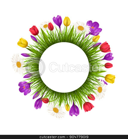 To use this stock image in your creative project, please select the size you need over to the right and click the "Add to Cart" button.
Your downloaded image will come with the Cutcaster watermark removed so don’t worry about the watermark you see on this page. Circle frame with green grass and flowers isolated on white stock photo, Circle frame with green grass and flowers isolated on white background by Makkuro_GL