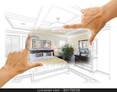 To use this stock image in your creative project, please select the size you need over to the right and click the "Add to Cart" button.
Your downloaded image will come with the Cutcaster watermark removed so don’t worry about the watermark you see on this page. Hands Framing Custom Bedroom Drawing Photograph Combination stock photo, Beautiful Hands Framing Custom Bedroom Drawing Photograph Combination. by Andy Dean