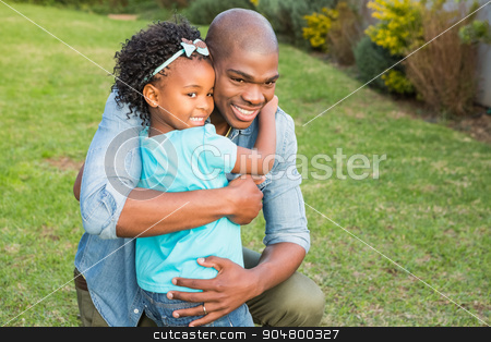 To use this stock image in your creative project, please select the size you need over to the right and click the "Add to Cart" button.
Your downloaded image will come with the Cutcaster watermark removed so don’t worry about the watermark you see on this page. Smiling father hugging his daughter stock photo, Smiling father hugging his daughter in the garden by Wavebreak Media