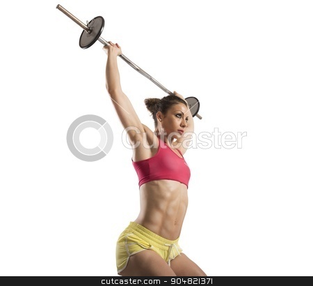 To use this stock image in your creative project, please select the size you need over to the right and click the "Add to Cart" button.
Your downloaded image will come with the Cutcaster watermark removed so don’t worry about the watermark you see on this page. Hard workout with barbell stock photo, Muscular woman doing hard workout with barbell by Federico Caputo