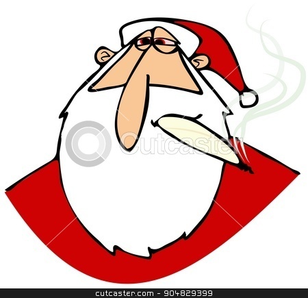 To use this stock image in your creative project, please select the size you need over to the right and click the "Add to Cart" button.
Your downloaded image will come with the Cutcaster watermark removed so don’t worry about the watermark you see on this page. Stoned Santa with red eyes stock photo, Illustration depicting a stoned Santa Claus smoking a joint. by Dennis Cox
