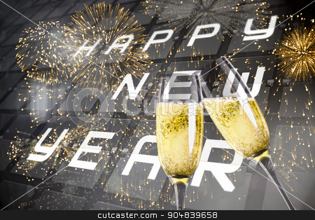 To use this stock image in your creative project, please select the size you need over to the right and click the "Add to Cart" button.
Your downloaded image will come with the Cutcaster watermark removed so don’t worry about the watermark you see on this page. Composite image of champagne glasses clinking stock photo, Champagne glasses clinking against new year message on black roller board by Wavebreak Media