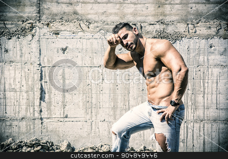 To use this stock image in your creative project, please select the size you need over to the right and click the "Add to Cart" button.
Your downloaded image will come with the Cutcaster watermark removed so don’t worry about the watermark you see on this page. Muscular construction worker shirtless in building site stock photo, Muscle man shirtless outdoors in building site. Construction worker by Stefano Cavoretto