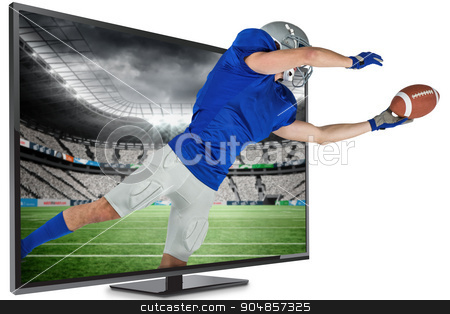 To use this stock image in your creative project, please select the size you need over to the right and click the "Add to Cart" button.
Your downloaded image will come with the Cutcaster watermark removed so don’t worry about the watermark you see on this page. Composite image of sports player catching ball stock photo, Sports player catching ball against rugby stadium by Wavebreak Media
