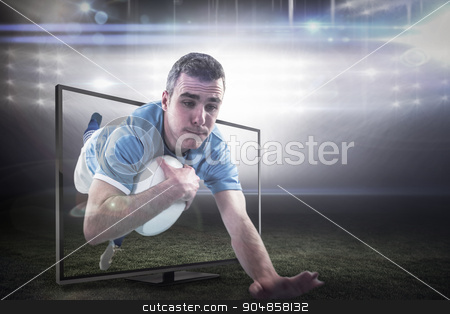 To use this stock image in your creative project, please select the size you need over to the right and click the "Add to Cart" button.
Your downloaded image will come with the Cutcaster watermark removed so don’t worry about the watermark you see on this page. Composite image of a rugby player scoring a try stock photo, A rugby player scoring a try against american football arena by Wavebreak Media