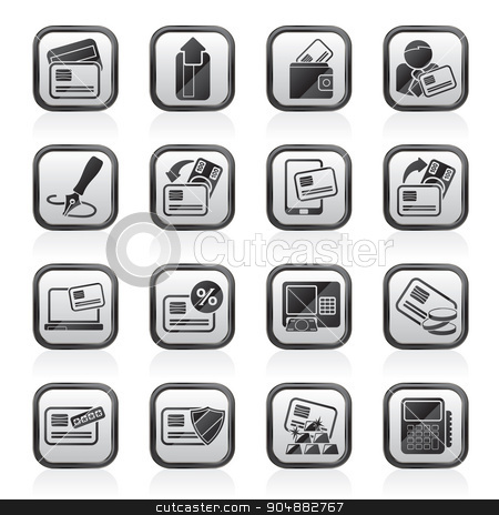 credit card pos terminal and atm icons stock vector