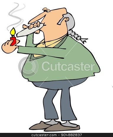 To use this stock image in your creative project, please select the size you need over to the right and click the "Add to Cart" button.
Your downloaded image will come with the Cutcaster watermark removed so don’t worry about the watermark you see on this page. Old hippie smoking a joint stock photo, Illustration depicting an old man with a ponytail lighting up a marijuana joint. by Dennis Cox