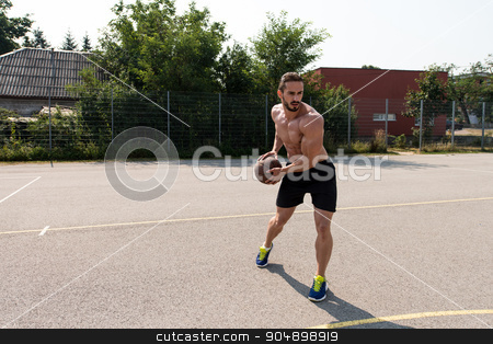 To use this stock image in your creative project, please select the size you need over to the right and click the "Add to Cart" button.
Your downloaded image will come with the Cutcaster watermark removed so don’t worry about the watermark you see on this page. Bodybuilder Playing Basketball Outdoor stock photo, Basketball Player Bodybuilder Practicing And Posing For Basketball And Sports Athlete Concept by Jasminko Ibrakovic