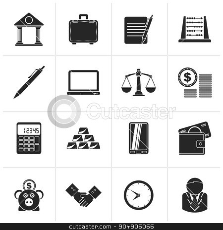 To use this stock image in your creative project, please select the size you need over to the right and click the "Add to Cart" button.
Your downloaded image will come with the Cutcaster watermark removed so don’t worry about the watermark you see on this page. Black Business and office icons stock vector clipart, Black Business and office icons - vector icon set by Stoyan Haytov