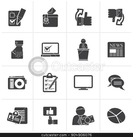To use this stock image in your creative project, please select the size you need over to the right and click the "Add to Cart" button.
Your downloaded image will come with the Cutcaster watermark removed so don’t worry about the watermark you see on this page. Black Voting and elections icons stock vector clipart, Black Voting and elections icons - vector icon set by Stoyan Haytov