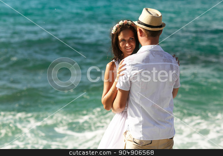 To use this stock image in your creative project, please select the size you need over to the right and click the "Add to Cart" button.
Your downloaded image will come with the Cutcaster watermark removed so don’t worry about the watermark you see on this page. Bride standing near the water looking sea stock photo, Bride standing near the water looking sea by Volodymyr Ivash