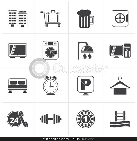To use this stock image in your creative project, please select the size you need over to the right and click the "Add to Cart" button.
Your downloaded image will come with the Cutcaster watermark removed so don’t worry about the watermark you see on this page. Black Hotel and motel icons stock vector clipart, Black Hotel and motel icons - Vector icon Set by Stoyan Haytov