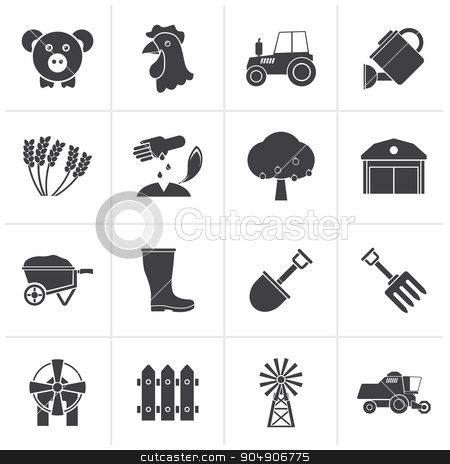 To use this stock image in your creative project, please select the size you need over to the right and click the "Add to Cart" button.
Your downloaded image will come with the Cutcaster watermark removed so don’t worry about the watermark you see on this page. Black Agriculture and farming icons stock vector clipart, Black Agriculture and farming icons - vector icon set by Stoyan Haytov