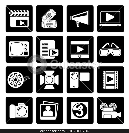 To use this stock image in your creative project, please select the size you need over to the right and click the "Add to Cart" button.
Your downloaded image will come with the Cutcaster watermark removed so don’t worry about the watermark you see on this page. Black Movie and cinema icons stock vector clipart, Black Movie and cinema icons -vector icon set by Stoyan Haytov