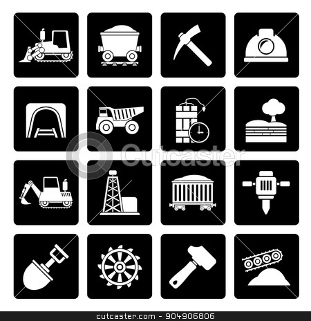 To use this stock image in your creative project, please select the size you need over to the right and click the "Add to Cart" button.
Your downloaded image will come with the Cutcaster watermark removed so don’t worry about the watermark you see on this page. Black Mining and quarrying industry icons stock vector clipart, Black Mining and quarrying industry icons - vector icon set by Stoyan Haytov