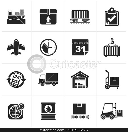 To use this stock image in your creative project, please select the size you need over to the right and click the "Add to Cart" button.
Your downloaded image will come with the Cutcaster watermark removed so don’t worry about the watermark you see on this page. Black Logistic and Shipping icons stock vector clipart, Black Logistic and Shipping icons - vector icon set by Stoyan Haytov