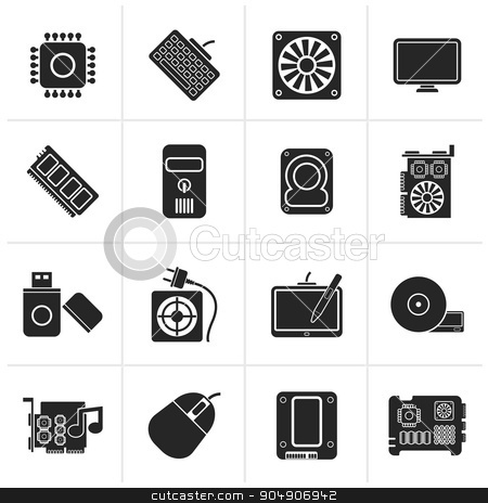 To use this stock image in your creative project, please select the size you need over to the right and click the "Add to Cart" button.
Your downloaded image will come with the Cutcaster watermark removed so don’t worry about the watermark you see on this page. Black Computer part icons stock vector clipart, Black Computer part icons - vector icon set by Stoyan Haytov