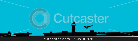 To use this stock image in your creative project, please select the size you need over to the right and click the "Add to Cart" button.
Your downloaded image will come with the Cutcaster watermark removed so don’t worry about the watermark you see on this page. Plane Taking Off at Airport stock vector clipart, Silhoutte background of plane taking off at airport by Eric Basir