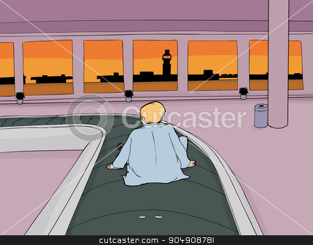 To use this stock image in your creative project, please select the size you need over to the right and click the "Add to Cart" button.
Your downloaded image will come with the Cutcaster watermark removed so don’t worry about the watermark you see on this page. Lost Man in Baggage Claim stock vector clipart, Cartoon of lost man on carousel in empty airport by Eric Basir