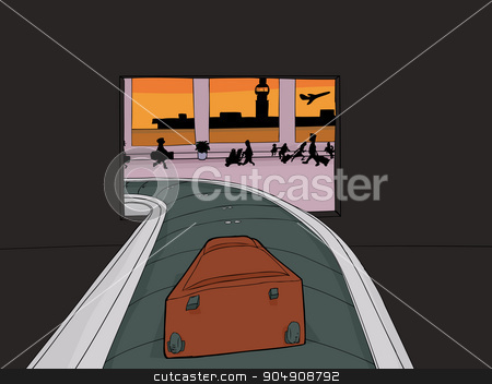 To use this stock image in your creative project, please select the size you need over to the right and click the "Add to Cart" button.
Your downloaded image will come with the Cutcaster watermark removed so don’t worry about the watermark you see on this page. Suitcase Entering Crowded Airport stock vector clipart, Point of view cartoon of single suitcase entering baggage claim by Eric Basir