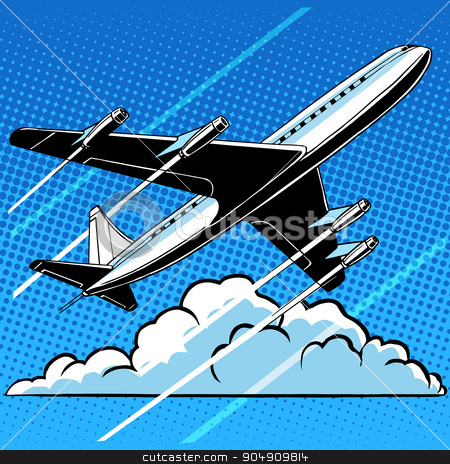 To use this stock image in your creative project, please select the size you need over to the right and click the "Add to Cart" button.
Your downloaded image will come with the Cutcaster watermark removed so don’t worry about the watermark you see on this page. Passenger airplane in the clouds retro background stock vector clipart, Passenger airplane in the clouds retro background pop art style. Travel and aviation. Transport and flights by studiostoks