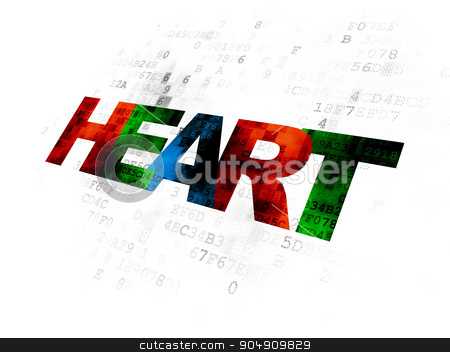 To use this stock image in your creative project, please select the size you need over to the right and click the "Add to Cart" button.
Your downloaded image will come with the Cutcaster watermark removed so don’t worry about the watermark you see on this page. Health concept: Heart on Digital background stock photo, Health concept: Pixelated multicolor text Heart on Digital background by mkabakov