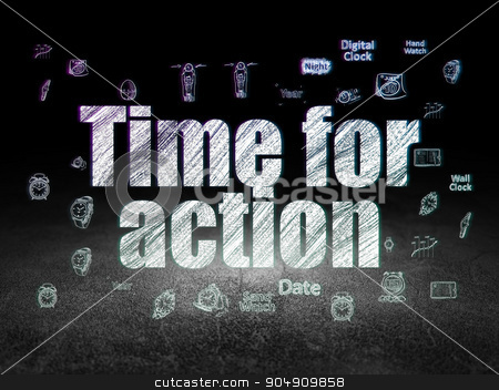 To use this stock image in your creative project, please select the size you need over to the right and click the "Add to Cart" button.
Your downloaded image will come with the Cutcaster watermark removed so don’t worry about the watermark you see on this page. Time concept: Time for Action in grunge dark room stock photo, Time concept: Glowing text Time for Action, Hand Drawing Time Icons in grunge dark room with Dirty Floor, black background by mkabakov