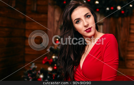 To use this stock image in your creative project, please select the size you need over to the right and click the "Add to Cart" button.
Your downloaded image will come with the Cutcaster watermark removed so don’t worry about the watermark you see on this page. Young woman in red dress at Christmas decorated home stock photo, Young woman in red dress at Christmas decorated home by mykhalets