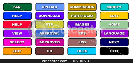 To use this stock image in your creative project, please select the size you need over to the right and click the "Add to Cart" button.
Your downloaded image will come with the Cutcaster watermark removed so don’t worry about the watermark you see on this page. Image Based Web Icons stock vector clipart, A collection of rectangle image based web icons on white by Kotto