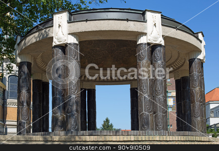 To use this stock image in your creative project, please select the size you need over to the right and click the "Add to Cart" button.
Your downloaded image will come with the Cutcaster watermark removed so don’t worry about the watermark you see on this page. Swan temple stock photo, Swan temple (ceramic pavilion) on the Mathildenhoehe in Darmstadt (Hesse, Germany) by Harry Huber