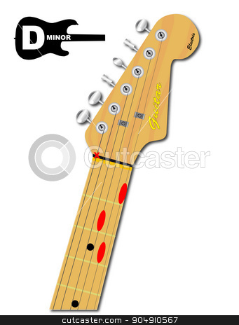 To use this stock image in your creative project, please select the size you need over to the right and click the "Add to Cart" button.
Your downloaded image will come with the Cutcaster watermark removed so don’t worry about the watermark you see on this page. The Guitar Chord Of D Minor stock vector clipart, An electric guitar neck with the chord shape for D minor indicated with red buttons by Kotto